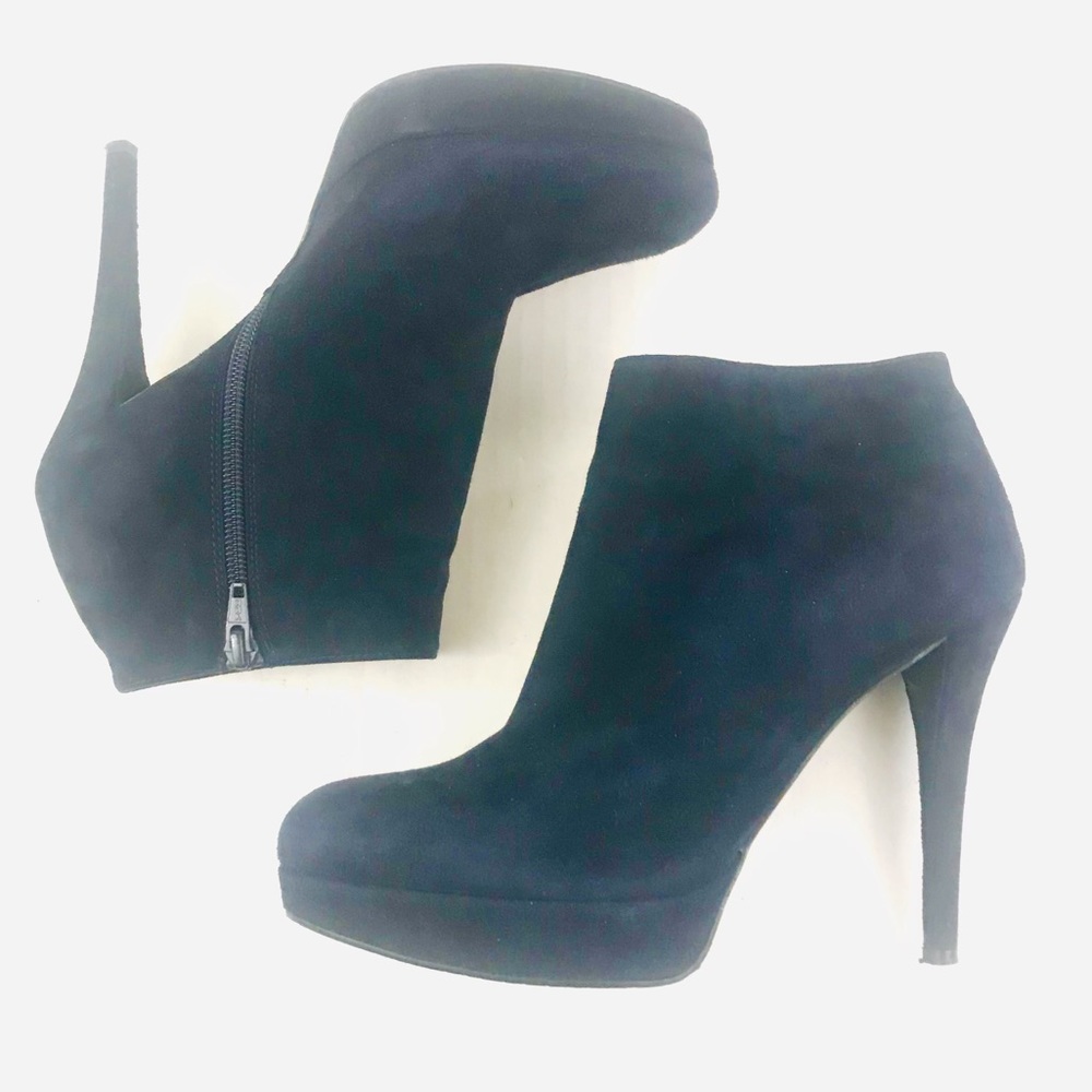 Stuart Weitzman Navy Blue Suede Platform Booties - Size 8M